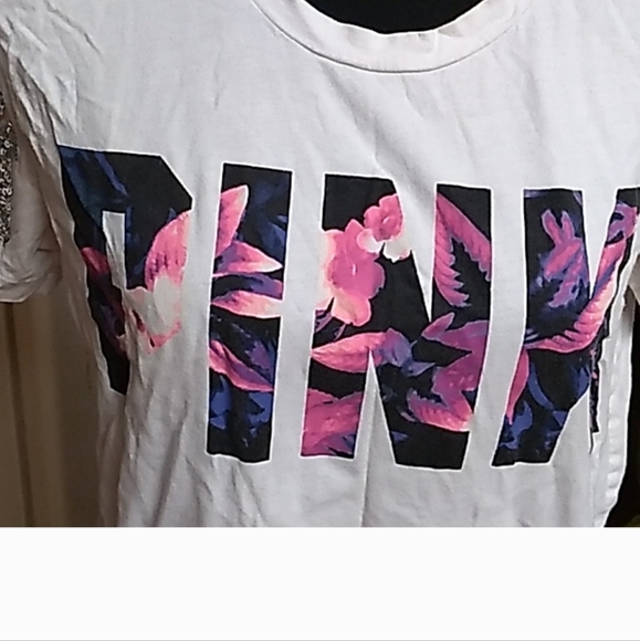 T-shirt pink tropical bling floral - Picture 3 of 4